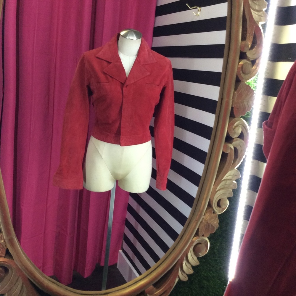 Vintage Cropped Red Newport News Leather Jacket